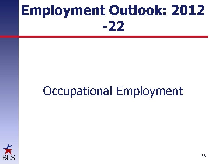 Employment Outlook: 2012 -22 Occupational Employment 33 