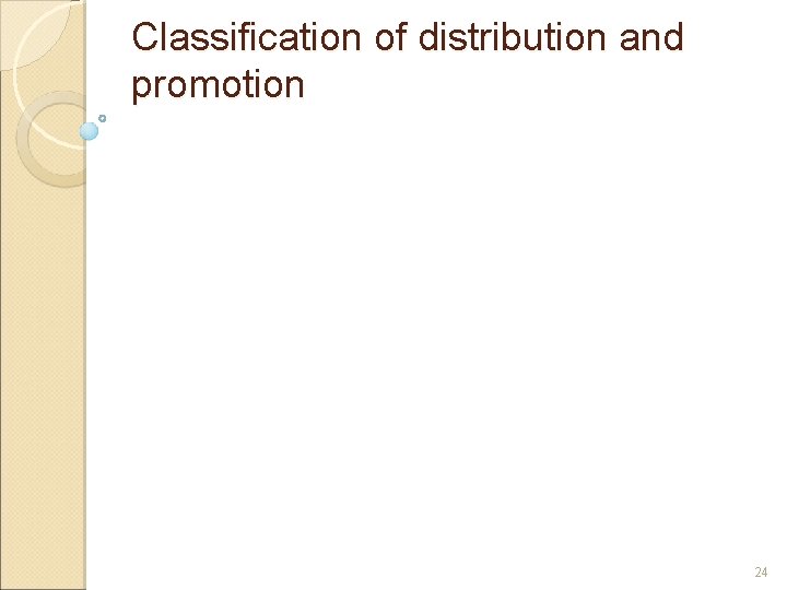Classification of distribution and promotion 24 
