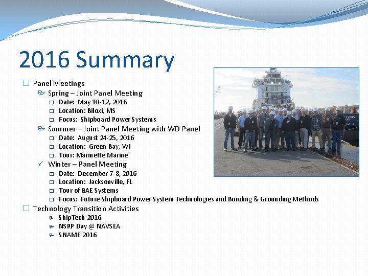 2016 Summary � Panel Meetings Spring – Joint Panel Meeting � � � Date: