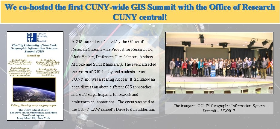 We co-hosted the first CUNY-wide GIS Summit with the Office of Research CUNY central!