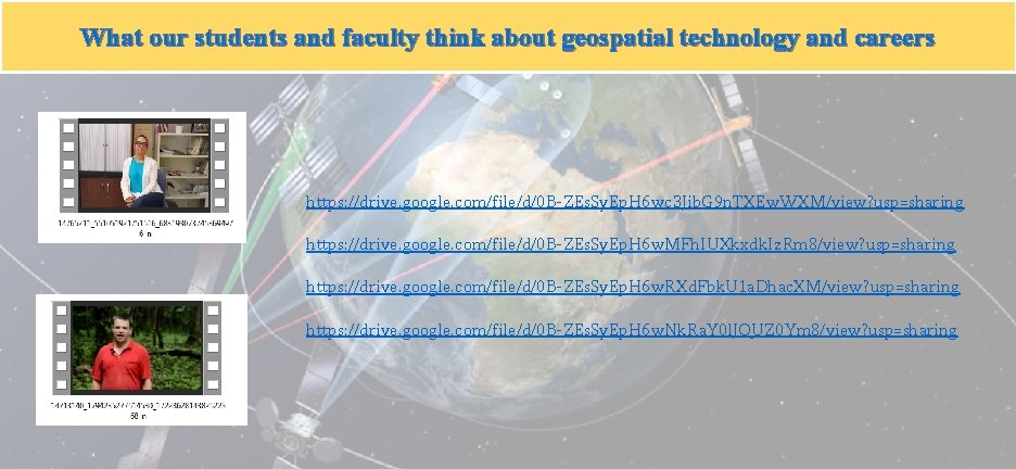 What our students and faculty think about geospatial technology and careers https: //drive. google.