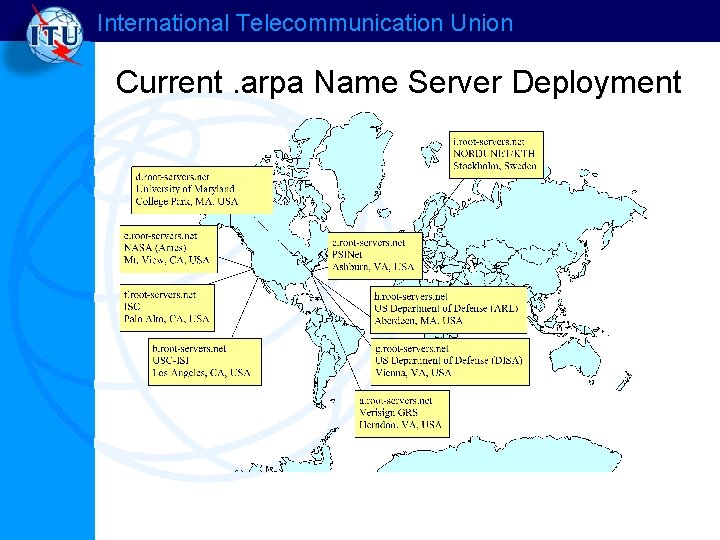 International Telecommunication Union Current. arpa Name Server Deployment 