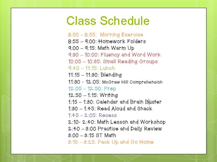 Class Schedule 