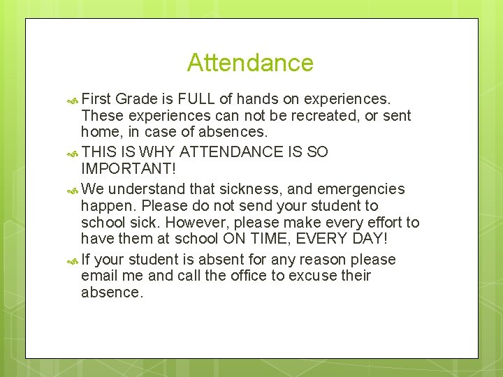 Attendance First Grade is FULL of hands on experiences. These experiences can not be