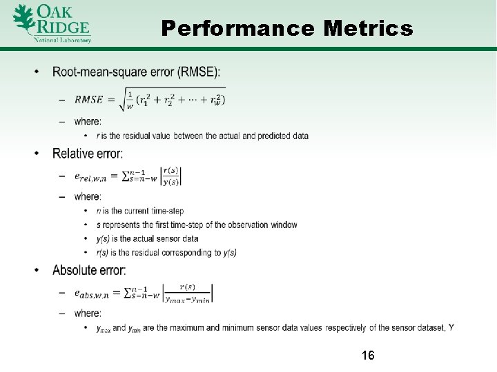 Performance Metrics 16 