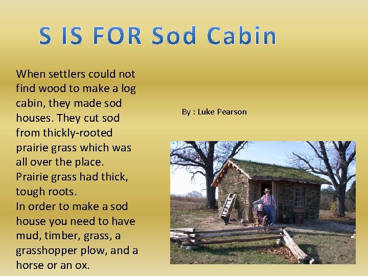 When settlers could not find wood to make a log cabin, they made sod