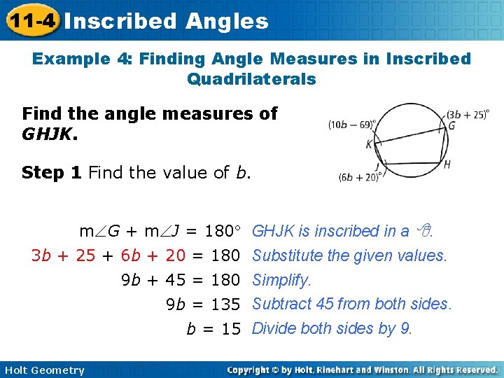 11 4 Inscribed Angles Objectives Find the measure