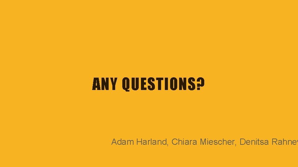 ANY QUESTIONS? Adam Harland, Chiara Miescher, Denitsa Rahnev 