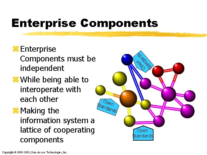 z Enterprise Components must be independent z While being able to interoperate with each