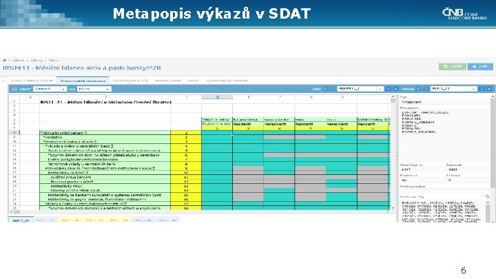 Metapopis výkazů v SDAT 6 