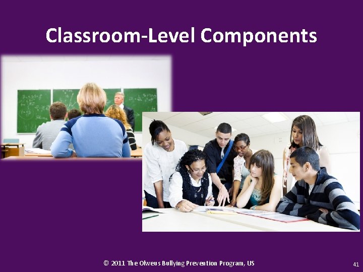 Classroom-Level Components © 2011 The Olweus Bullying Prevention Program, US 41 