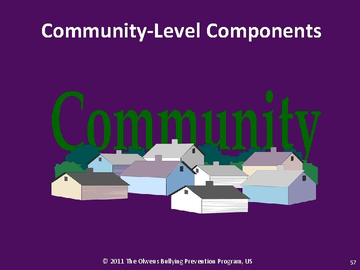 Community-Level Components © 2011 The Olweus Bullying Prevention Program, US 57 