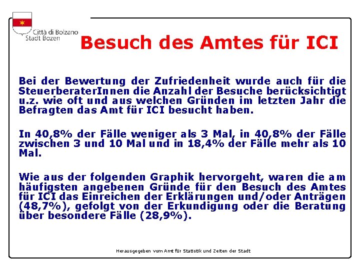 Besuch des Amtes für ICI Bei der Bewertung der Zufriedenheit wurde auch für die