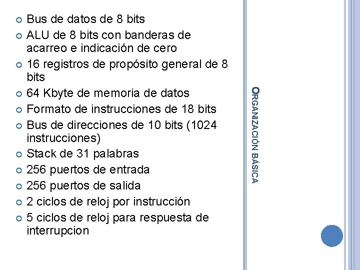 Bus de datos de 8 bits ALU de 8 bits con banderas de acarreo