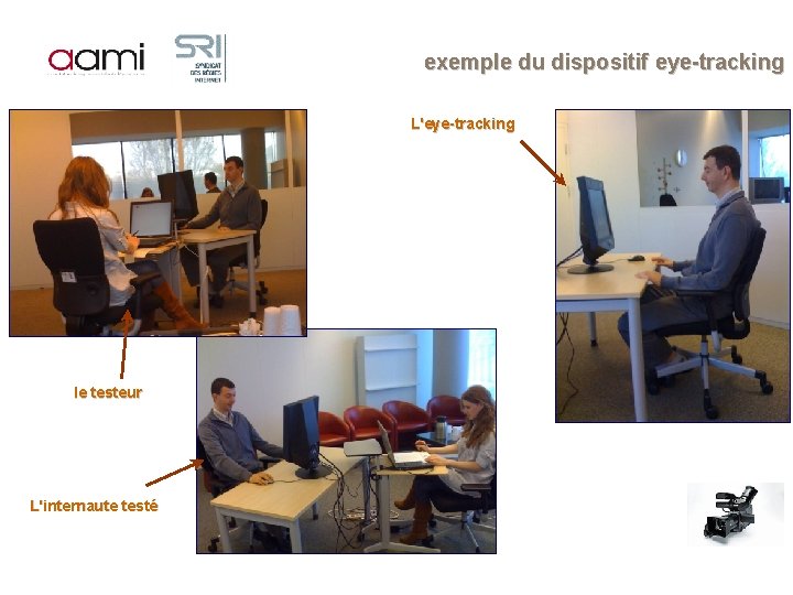 exemple du dispositif eye-tracking L'eye-tracking le testeur L'internaute testé 