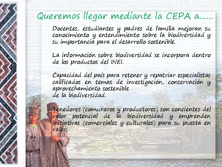 Queremos llegar mediante la CEPA a…… Docentes, estudiantes y padres de familia mejoran su