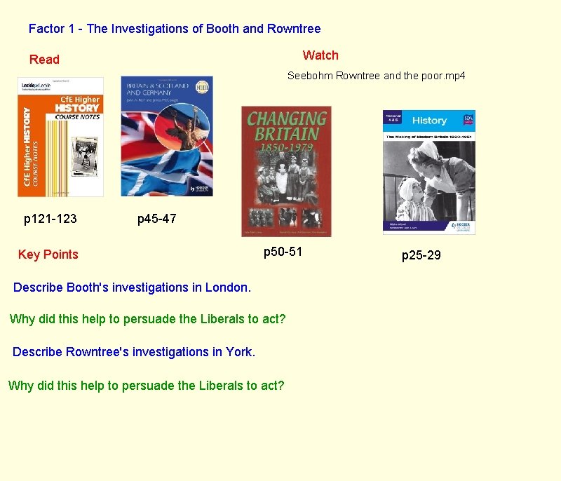 Factor 1 - The Investigations of Booth and Rowntree Watch Read Seebohm Rowntree and