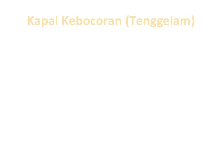 Kapal Kebocoran (Tenggelam) Kebocoran pada kapal dapat terjadi karena kapal kandas, tetapi dapat juga
