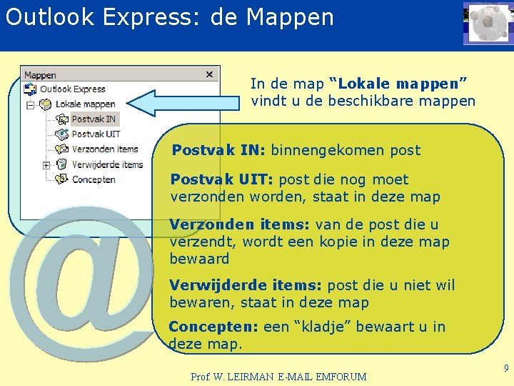 Outlook Express: de De Mappen mappen In de map “Lokale mappen” vindt u de