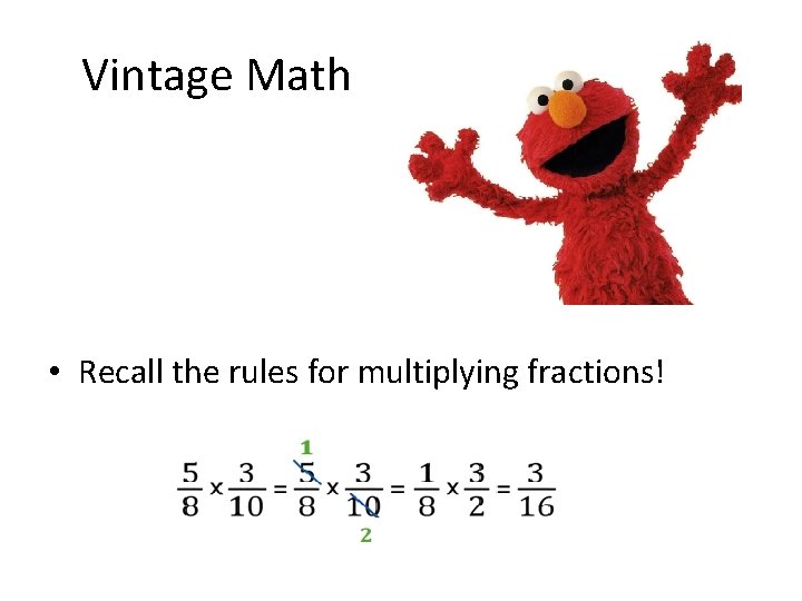 Vintage Math • Recall the rules for multiplying fractions! Vintage Math • Recall the rules for multiplying fractions!