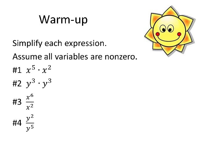 Warm-up • Warm-up •