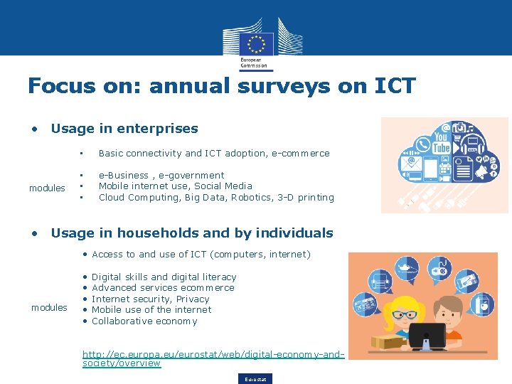 Focus on: annual surveys on ICT • Usage in enterprises modules • Basic connectivity