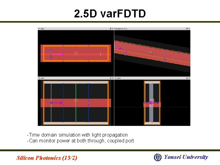 2. 5 D var. FDTD -Time domain simulation with light propagation -Can monitor power