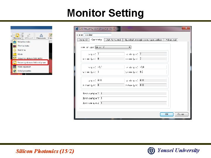 Monitor Setting Silicon Photonics (15/2) Yonsei University 