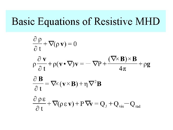 Basic Equations of Resistive MHD 