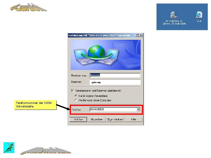 gateway Telefonnummer der ISDNSchnittstelle 