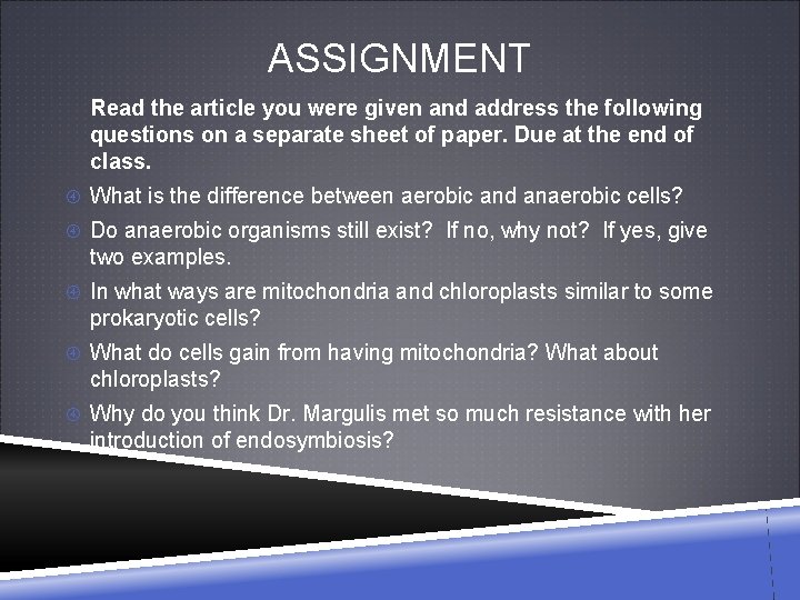 ASSIGNMENT Read the article you were given and address the following questions on a