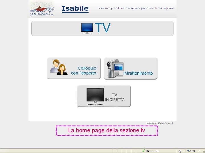 La home page della sezione tv 