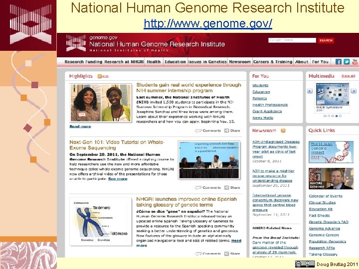 National Human Genome Research Institute http: //www. genome. gov/ Doug Brutlag 2011 