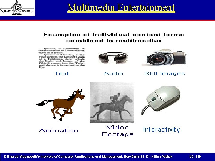 Multimedia Entertainment © Bharati Vidyapeeth’s Institute of Computer Applications and Management, New Delhi-63, Dr.