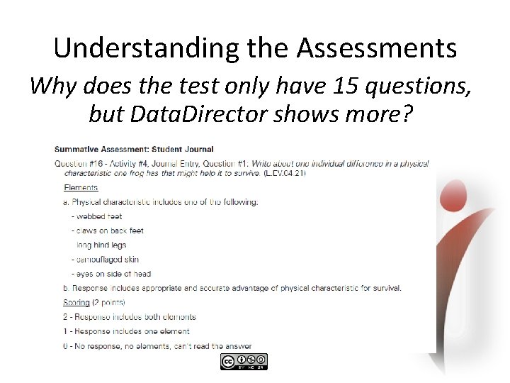 Understanding the Assessments Why does the test only have 15 questions, but Data. Director