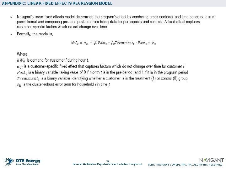 APPENDIX C: LINEAR FIXED EFFECTS REGRESSION MODEL 13 Behavior Modification Report with Peak Reduction