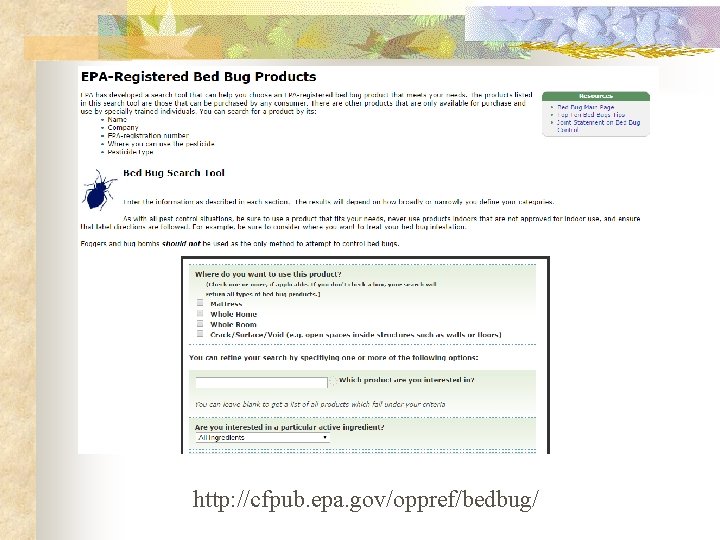 http: //cfpub. epa. gov/oppref/bedbug/ 