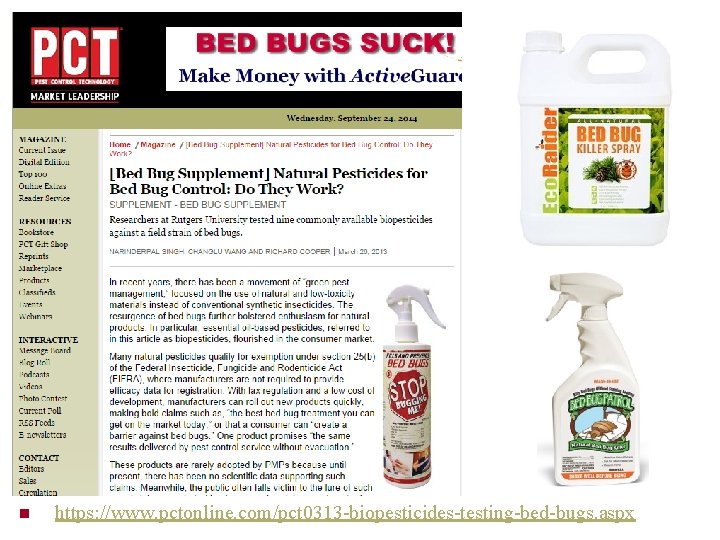 n https: //www. pctonline. com/pct 0313 -biopesticides-testing-bed-bugs. aspx 