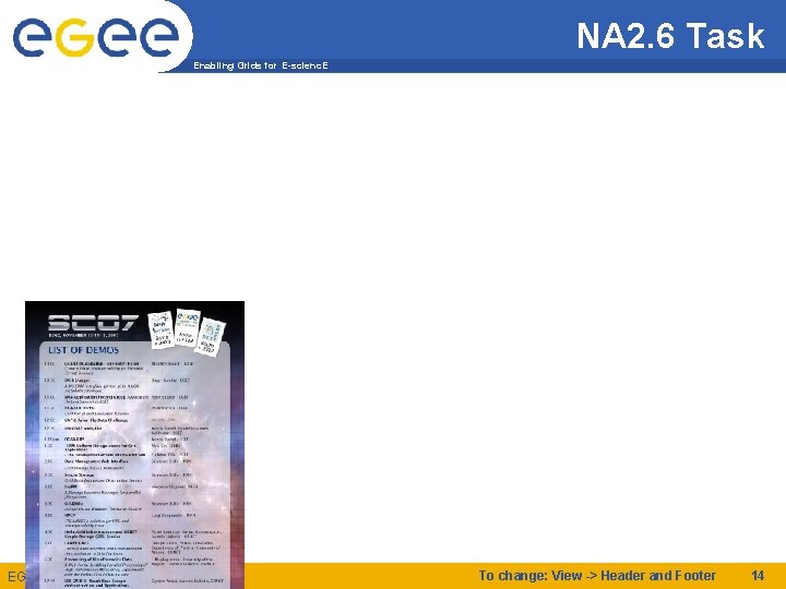 NA 2. 6 Task Enabling Grids for E-scienc. E EGEE-II INFSO-RI-031688 To change: View