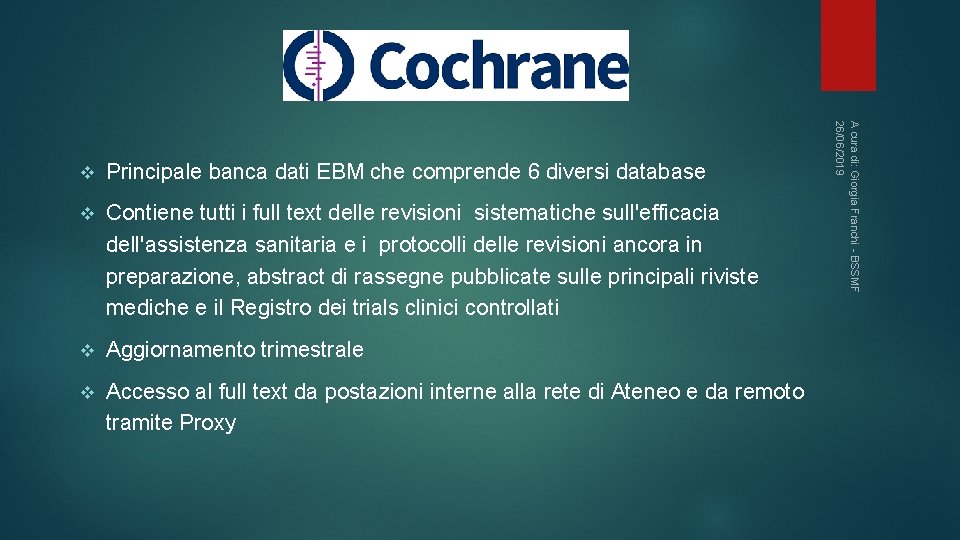 Principale banca dati EBM che comprende 6 diversi database v Contiene tutti i full