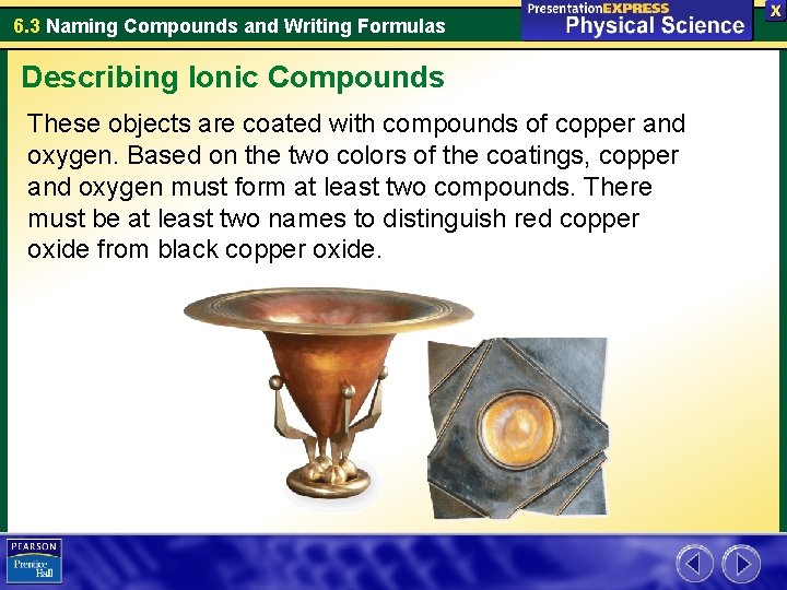 6. 3 Naming Compounds and Writing Formulas Describing Ionic Compounds These objects are coated