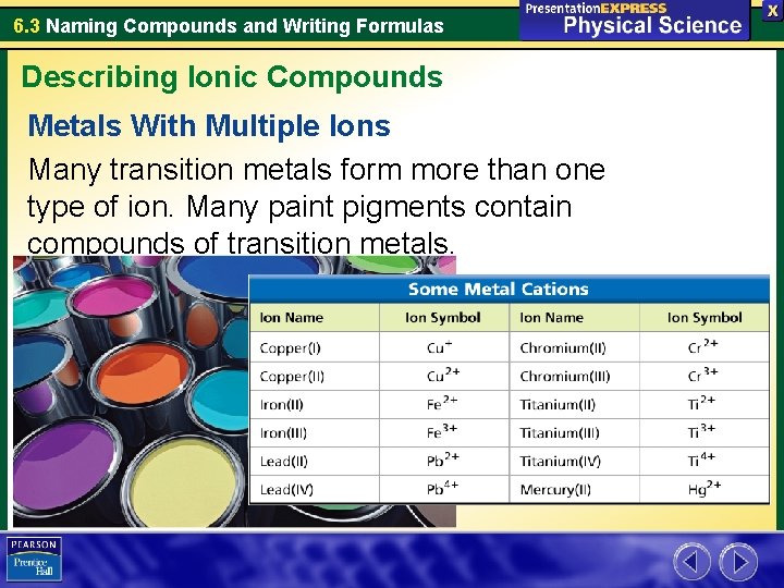 6. 3 Naming Compounds and Writing Formulas Describing Ionic Compounds Metals With Multiple Ions