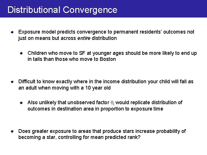 Distributional Convergence Exposure model predicts convergence to permanent residents’ outcomes not just on means