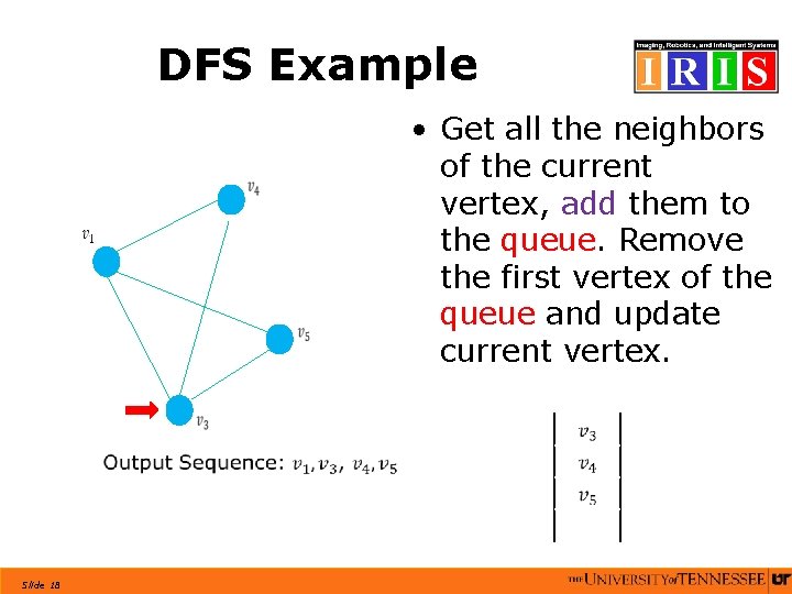 DFS Example • Get all the neighbors of the current vertex, add them to