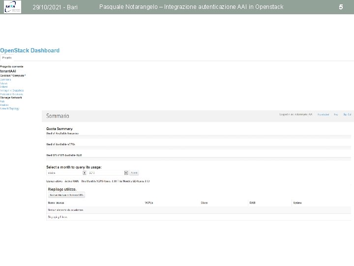 29/10/2021 - Bari Pasquale Notarangelo – Integrazione autenticazione AAI in Openstack 5 