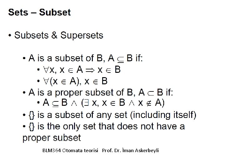 BLM 364 Otomata teorisi Prof. Dr. İman Askerbeyli 