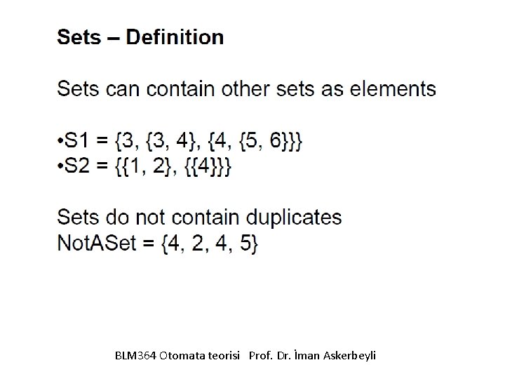 BLM 364 Otomata teorisi Prof. Dr. İman Askerbeyli 