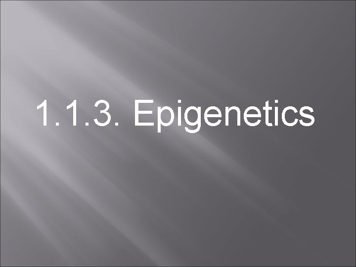 1. 1. 3. Epigenetics 
