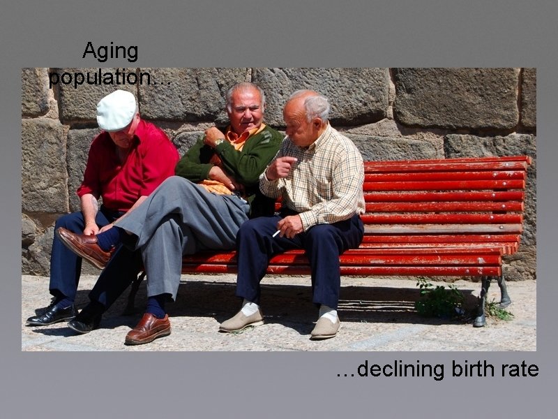 Aging population… …declining birth rate 