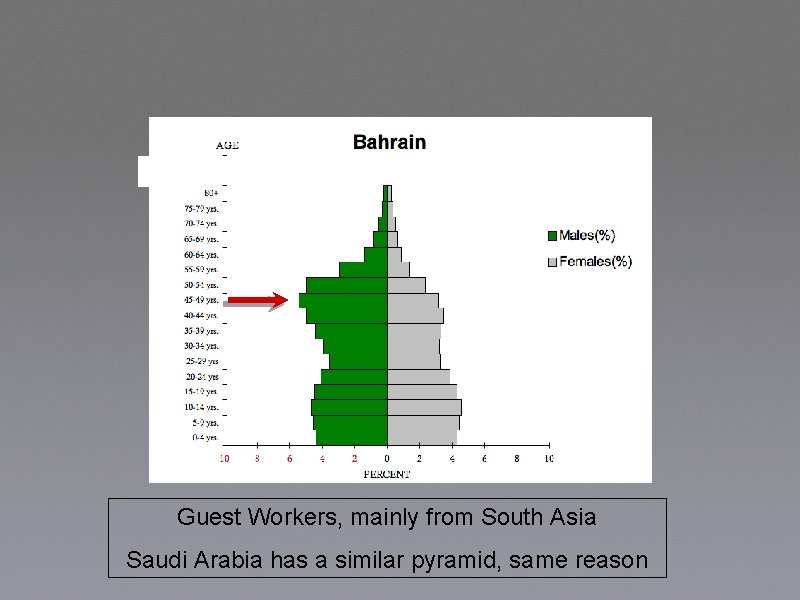 Guest Workers, mainly from South Asia Saudi Arabia has a similar pyramid, same reason